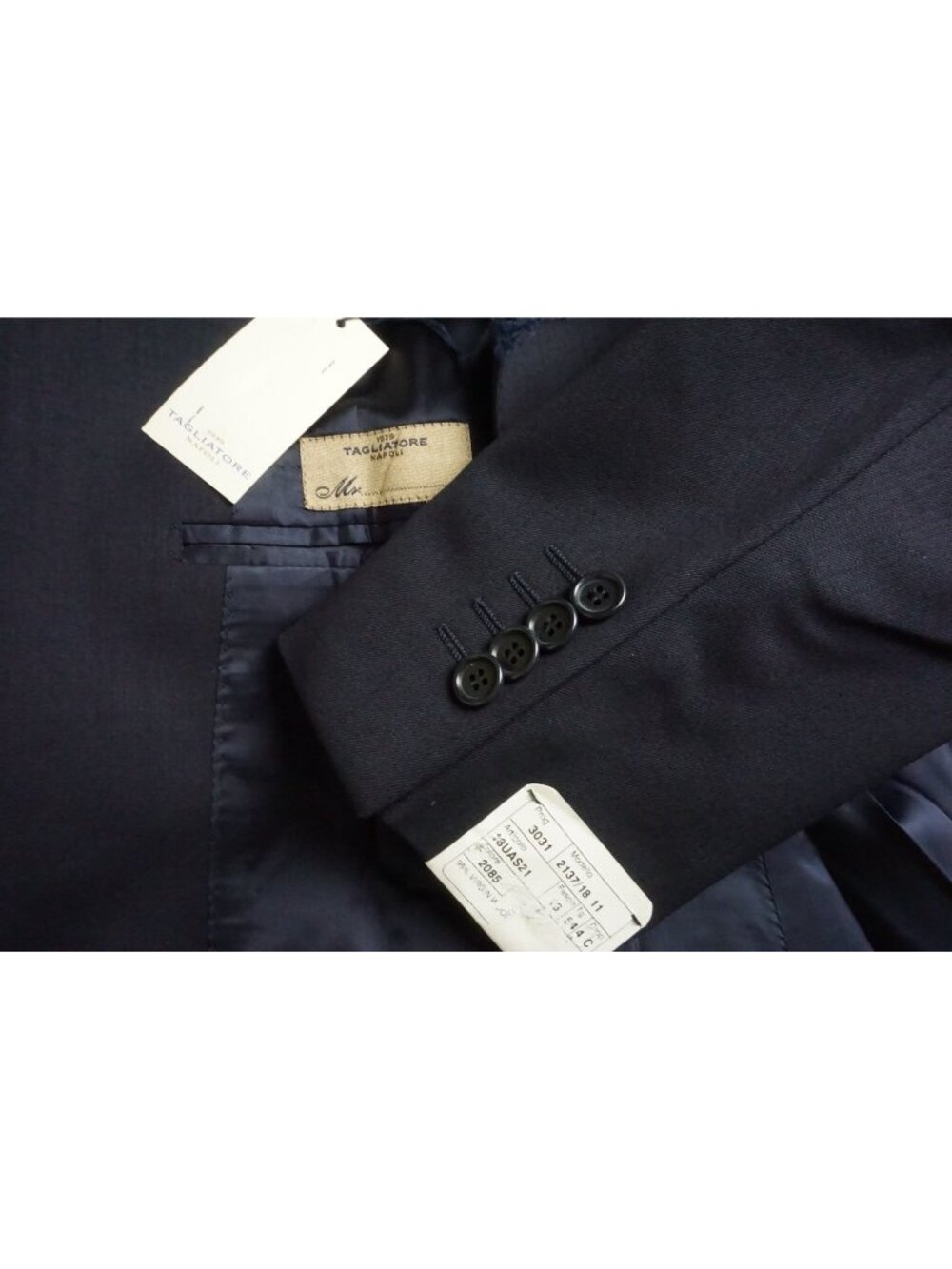Tagliatore Napoli Blue Wool Blend 2 Pc Suit Jacket Pants Sz 44S Brand New